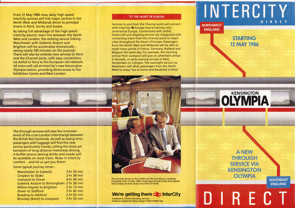 1986 Intercity Direct leaflet front